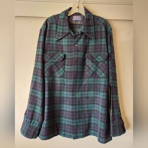 Pendleton Plaid Shirt in Green and Purple